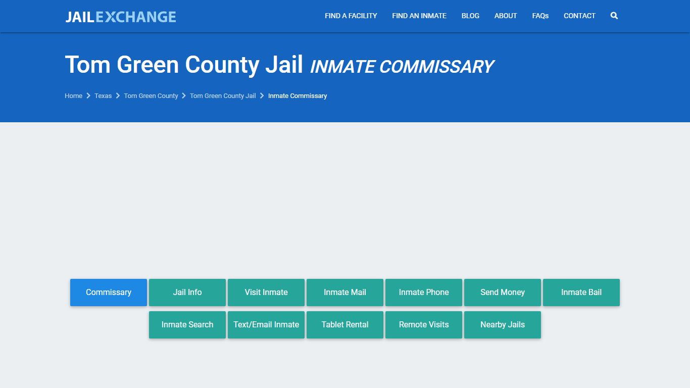 Tom Green County Jail Inmate Commissary - JAIL EXCHANGE